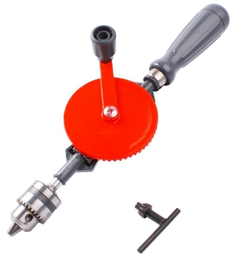 WEICHUAN Manual Hand Drill 3/8-Inch Capacity-Powerful and Speedy, Manual 3/8 inch Mini Hand Drill with Finely Cast Steel Double Pinions Design, 3 Jaw Chucks and Grip Handle - Image 1